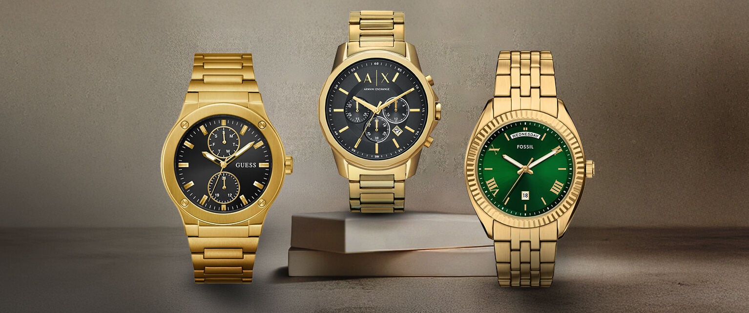 Gilded Timepieces - Gold-Tone Chronograph Watches for Men