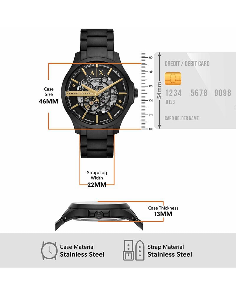 Armani Exchange Men HAMPTON Black Analog Mechanical watch SKU ID AX2463 Helios The Watch Store