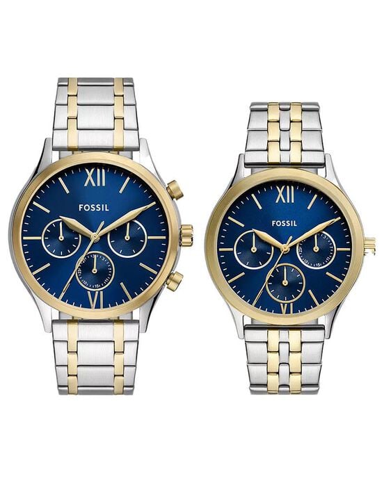 Fossil Couple FENMORE Blue Chronograph Quartz watch SKU ID BQ2900SET Helios The Watch Store