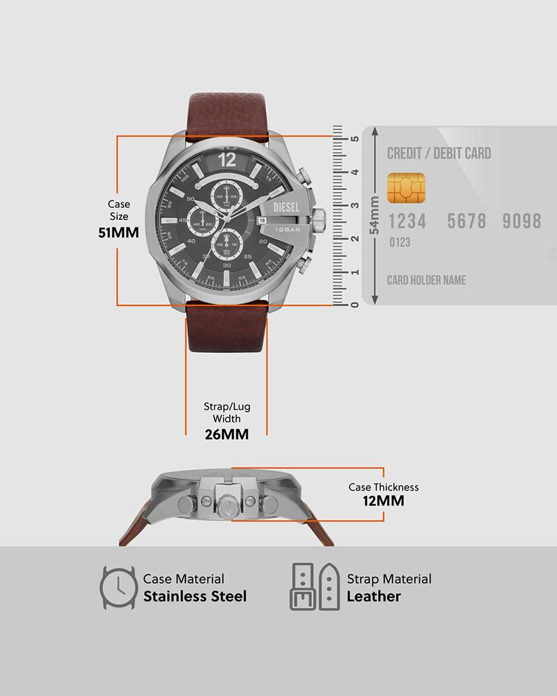 Diesel Men MEGA CHIEF Grey Analog Quartz watch SKU ID DZ4290 Helios The Watch Store