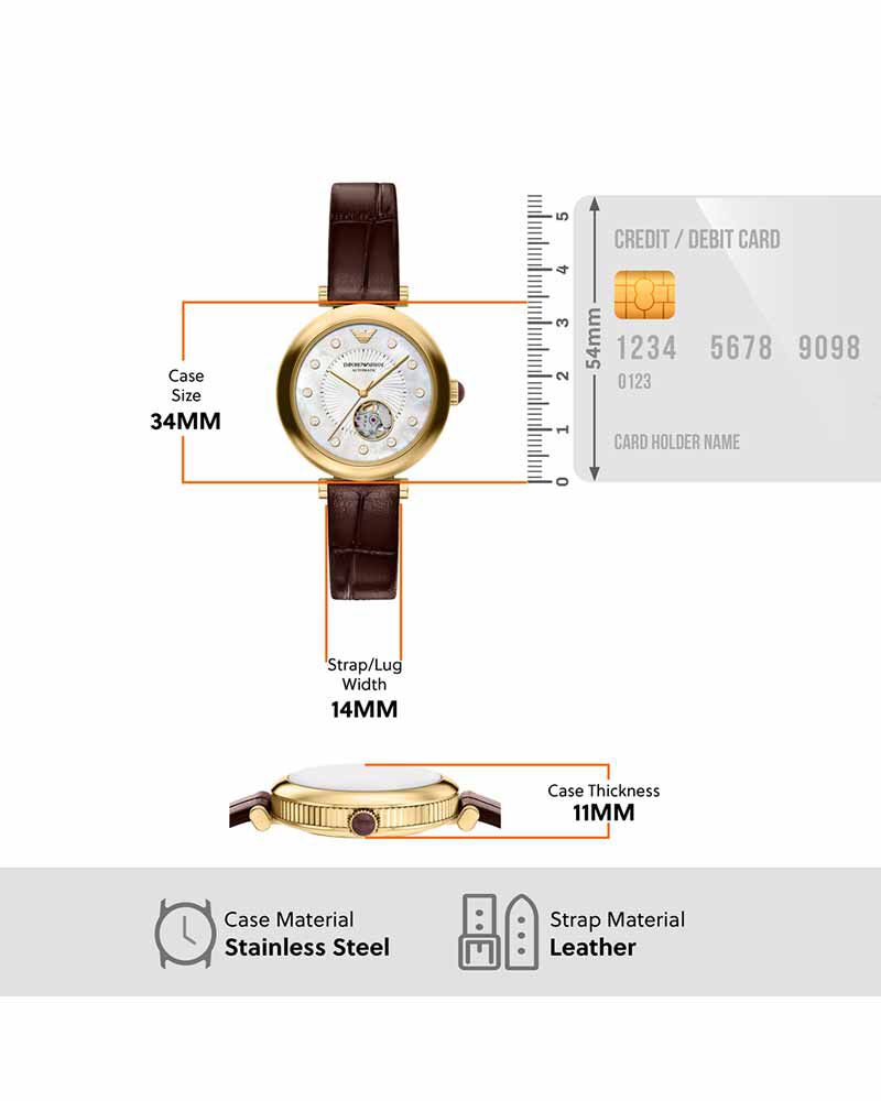 Emporio Armani Women  Mother of Pearl Analog Automatic watch SKU ID AR60097 Helios The Watch Store