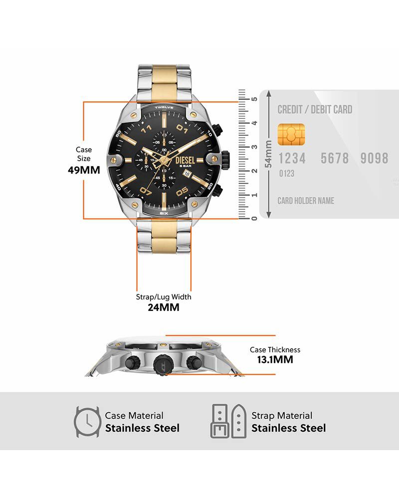 Diesel Men SPIKED Black Analog Quartz watch SKU ID DZ4627 Helios The Watch Store