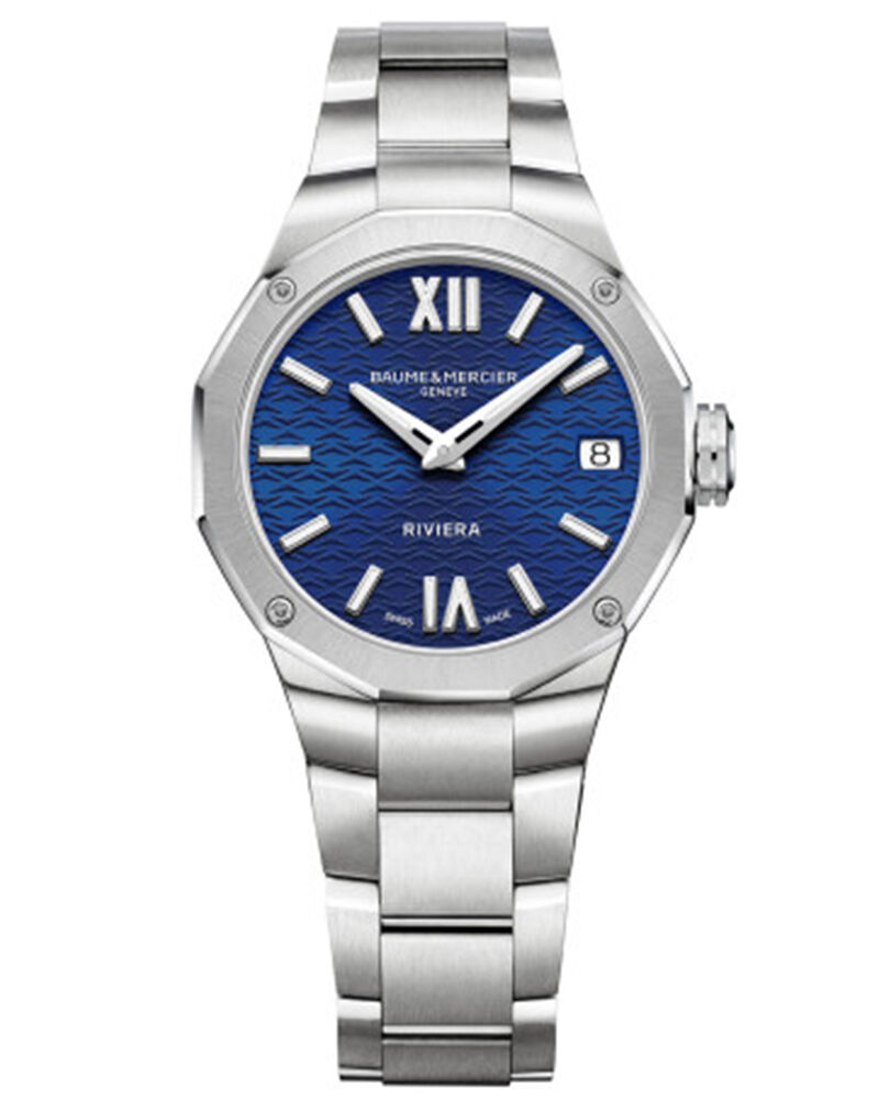 Baume et Mercier Women RIVIERA Blue Analog QUARTZ watch SKU ID M0A10727 Helios The Watch Store