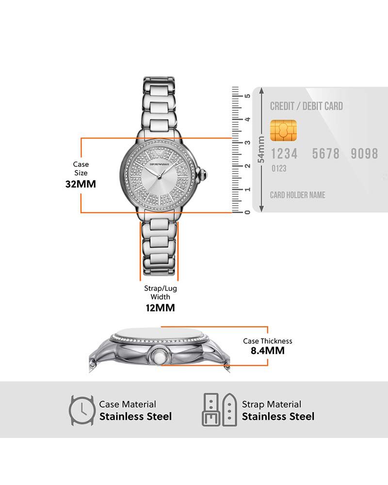 Emporio Armani Women  Silver Analog Quartz watch SKU ID AR11632 Helios The Watch Store