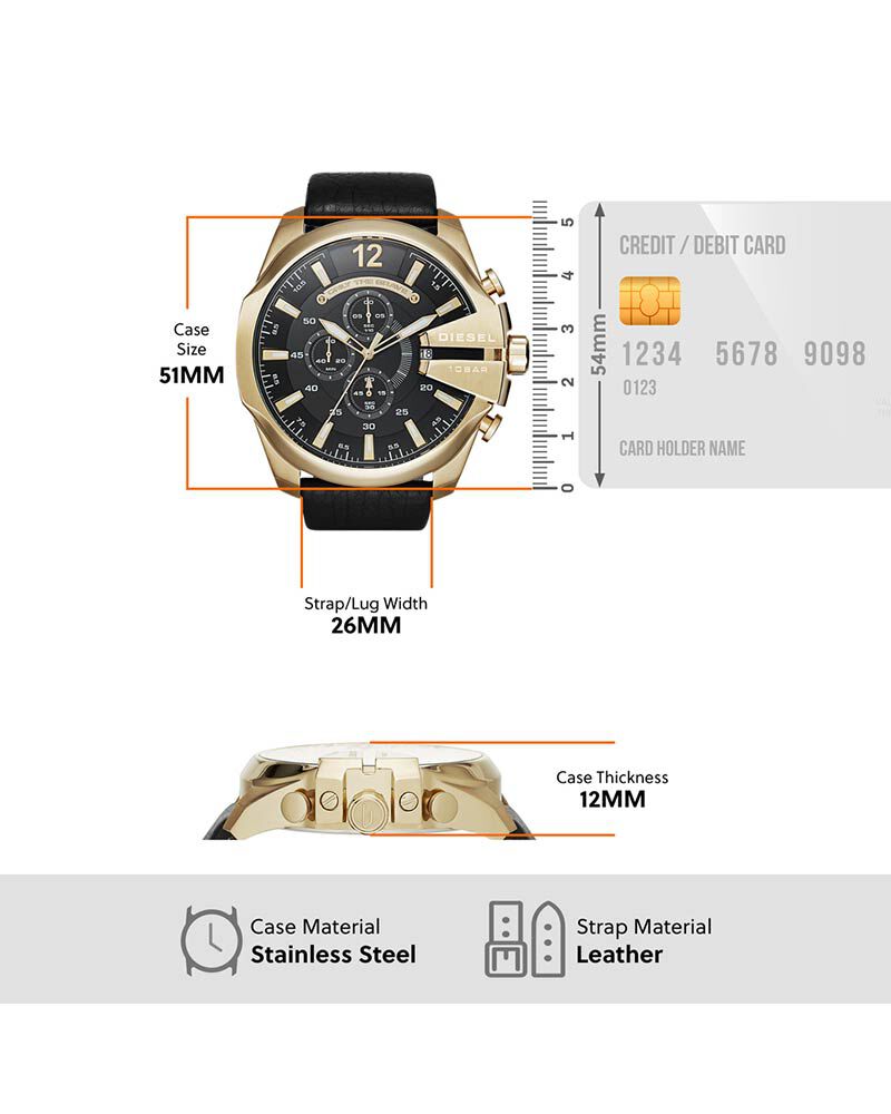 Diesel Men MEGA CHIEF Black Analog Quartz watch SKU ID DZ4344 Helios The Watch Store
