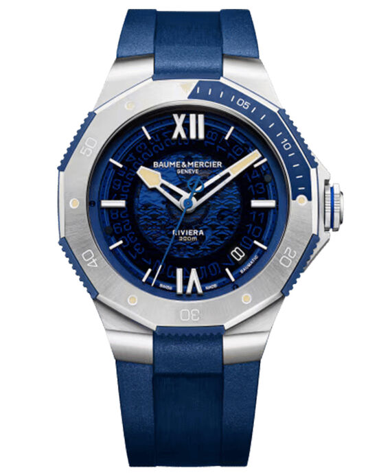 Baume et Mercier Men RIVIERA Blue Analog Automatic watch SKU ID M0A10716 Helios The Watch Store