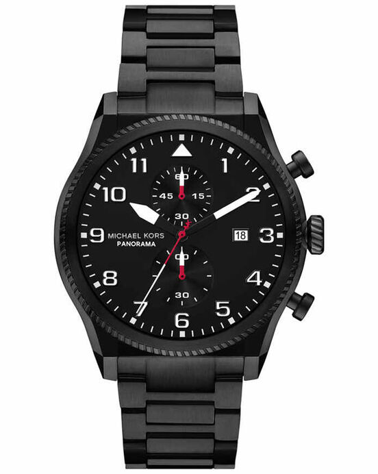 Michael Kors Men PANORAMA Black Chronograph Quartz watch SKU ID MK9198 Helios The Watch Store