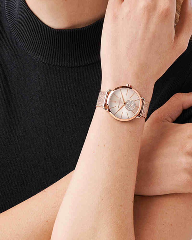 Buy Michael Kors Women Portia Round Rose Gold Watch mk3845 at