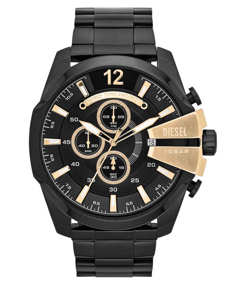 Diesel Men MEGA CHIEF Black Analog Quartz watch SKU ID DZ4338 Helios The Watch Store