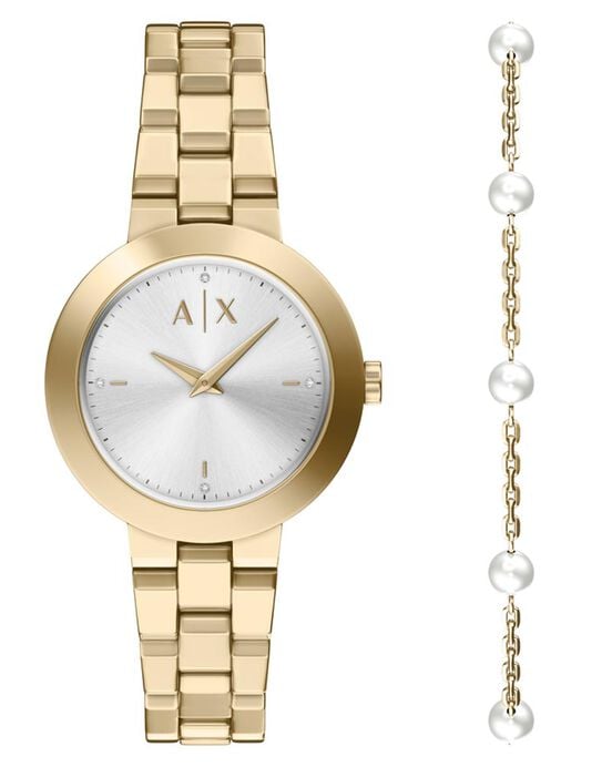Armani Exchange Women Jackie Silver Analog Quartz watch SKU ID AX7185SET Helios The Watch Store