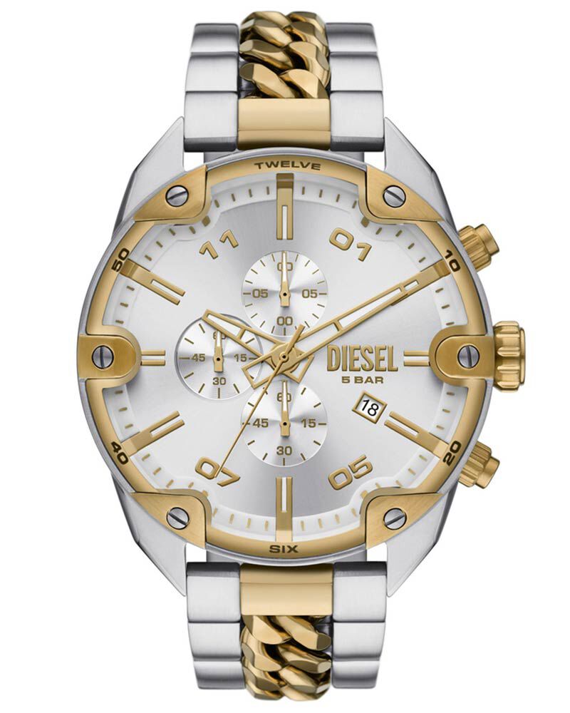 Diesel Men SPIKED Silver Analog Quartz watch SKU ID DZ4629 Helios The Watch Store