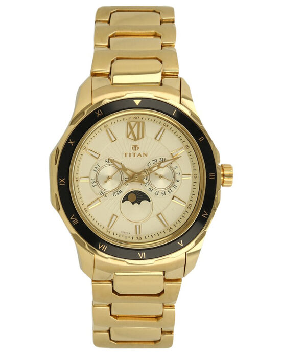Titan Men GRANDMASTER Champagne Analog Quartz watch SKU ID 1688KM01 Helios The Watch Store