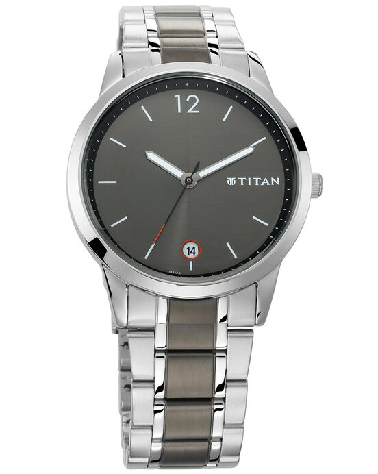 Titan Men WORKWEAR Anthracite Analog with Date Quartz watch SKU ID 1806KM01 Helios The Watch Store