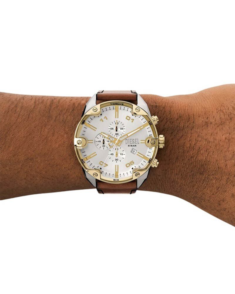 Diesel Men SPIKED Silver Analog Quartz watch SKU ID DZ4665 Helios The Watch Store