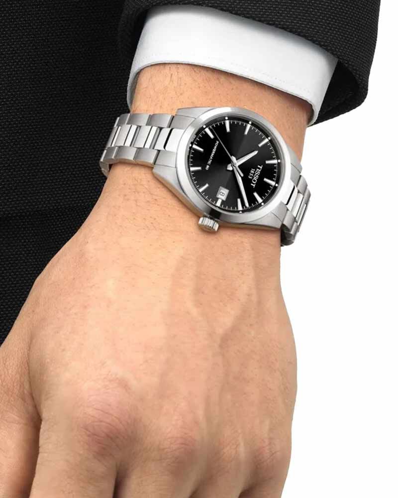 Tissot Men GENTLEMAN Black Analog Automatic watch SKU ID T1658071105100 Helios The Watch Store