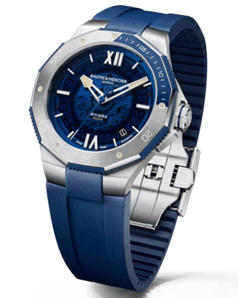 Baume et Mercier Men RIVIERA Blue Analog Automatic watch SKU ID M0A10716 Helios The Watch Store