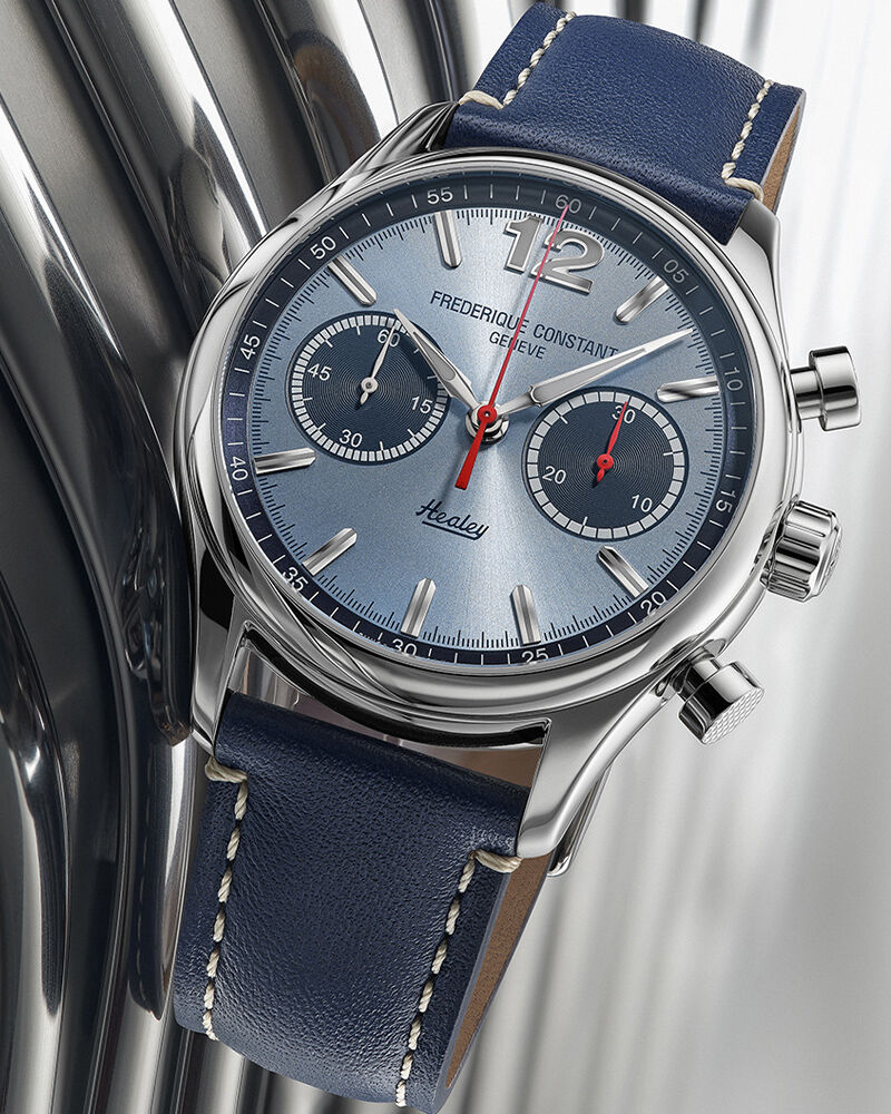 Frederique Constant Men Classics Vintage Rally Healey Chronograph Automatic Blue Analog Automatic watch SKU ID FC-397HLBN5B6 Helios The Watch Store