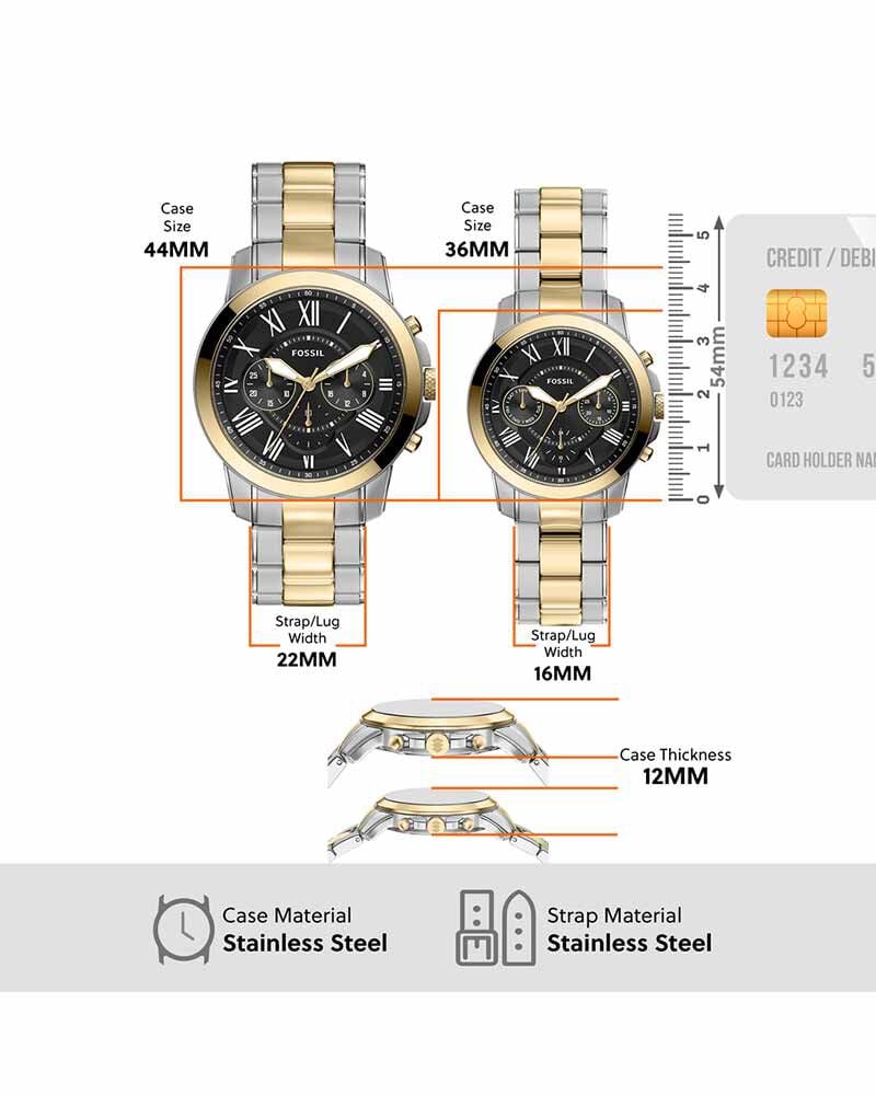 Fossil Men Grant Black Chronograph Quartz watch SKU ID FS6202SET Helios The Watch Store