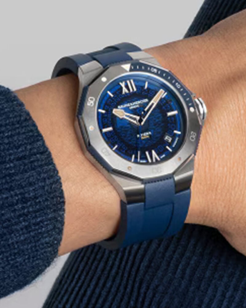 Baume et Mercier Men RIVIERA Blue Analog Automatic watch SKU ID M0A10716 Helios The Watch Store