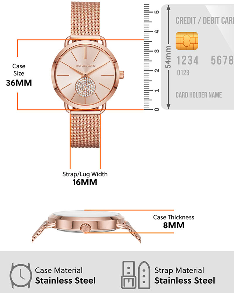 Buy Michael Kors Women Portia Round Rose Gold Watch mk3845 at