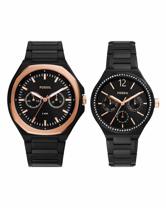 Fossil Unisex Evanston Black Analog Quartz watch SKU ID BQ2645SET Helios The Watch Store