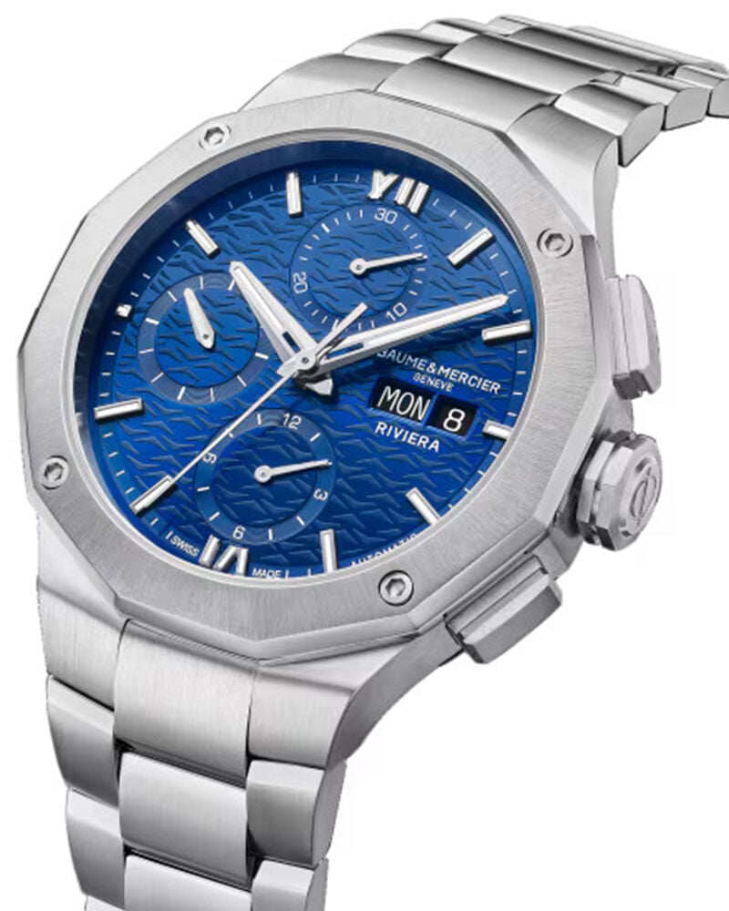 Baume et Mercier Men RIVIERA Blue Analog Automatic watch SKU ID M0A10826 Helios The Watch Store