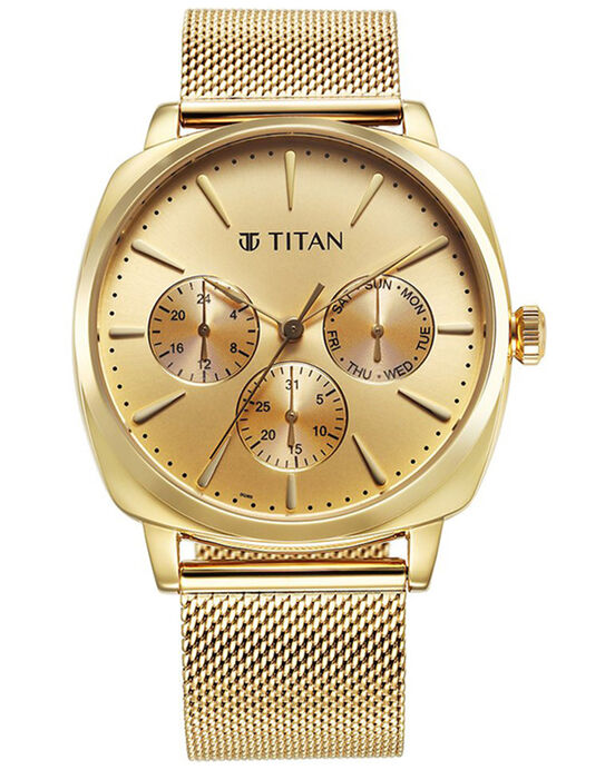 Titan Men CLASSIQUE SUAVE Champagne Analog Quartz watch SKU ID 90189YM02 Helios The Watch Store