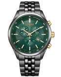 Citizen Men ECO-DRIVE Chronograph Green Analog Ecodrive watch SKU ID AT2576-50X Helios The Watch Store