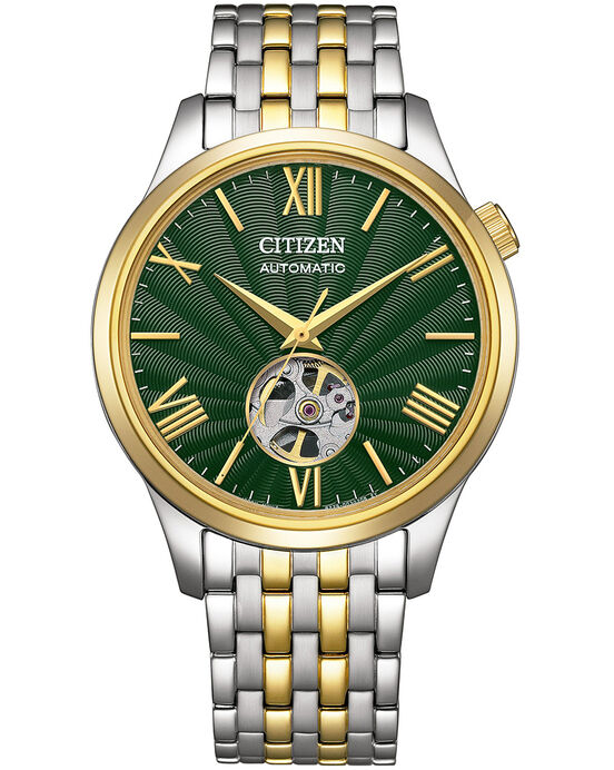Citizen Men MECHANICAL OPEN HEART Green Analog Automatic watch SKU ID NH9134-83X Helios The Watch Store