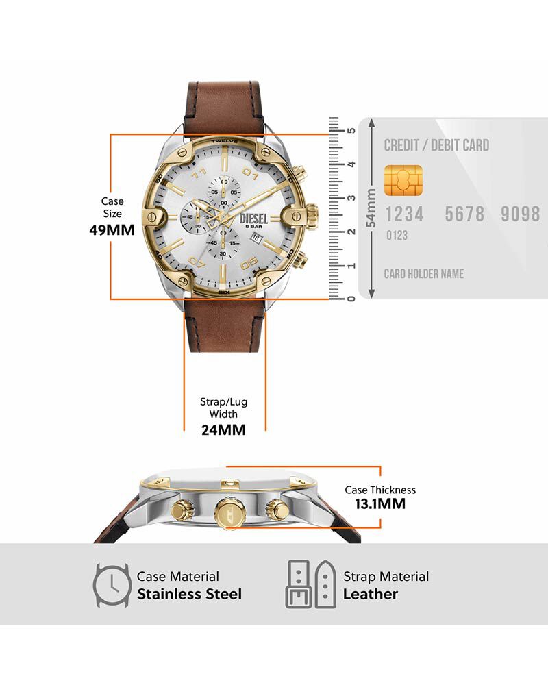 Diesel Men SPIKED Silver Analog Quartz watch SKU ID DZ4665 Helios The Watch Store