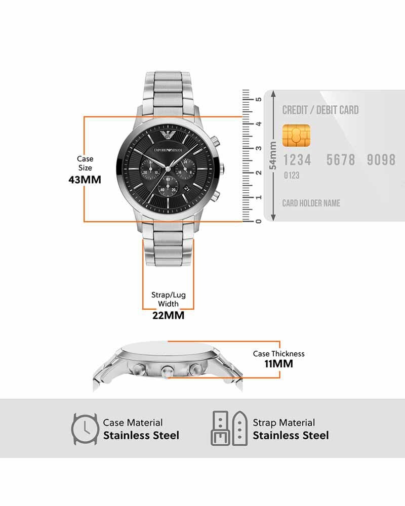 Emporio Armani Men  Black Chronograph Quartz watch SKU ID AR11819 Helios The Watch Store