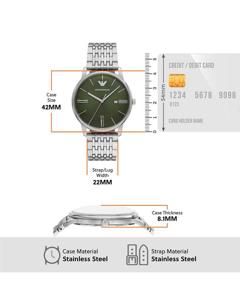 Emporio Armani Men  Green Analog Quartz watch SKU ID AR11644 Helios The Watch Store