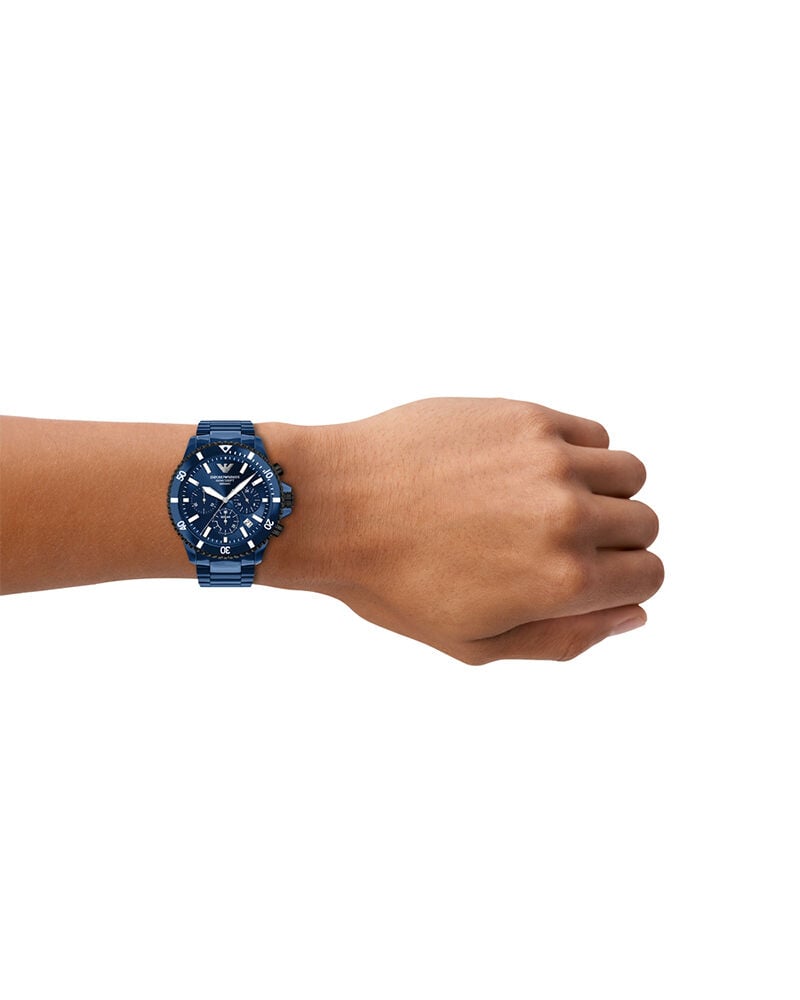 Emporio Armani Men Blue Chronograph Solar watch SKU ID AR70024 Helios The Watch Store