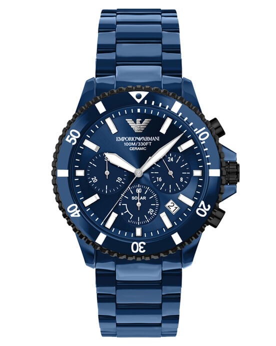 Emporio Armani Men Blue Chronograph Solar watch SKU ID AR70024 Helios The Watch Store