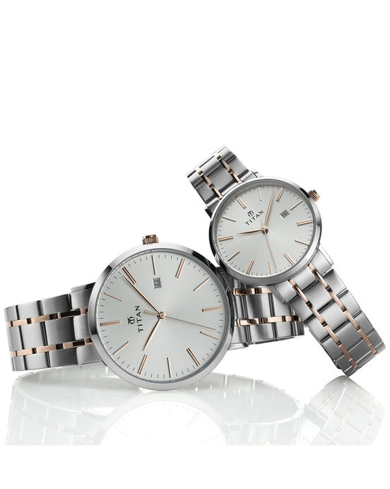 Titan Couple BANDHAN Two Toned Analog Quartz watch SKU ID 9400294202KM01 Helios The Watch Store