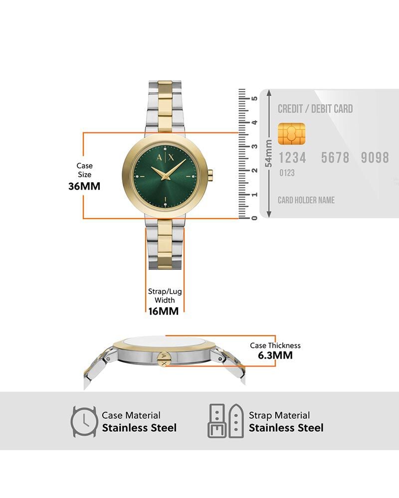 Armani Exchange Women JACKIE Green Analog Quartz watch SKU ID AX5176 Helios The Watch Store