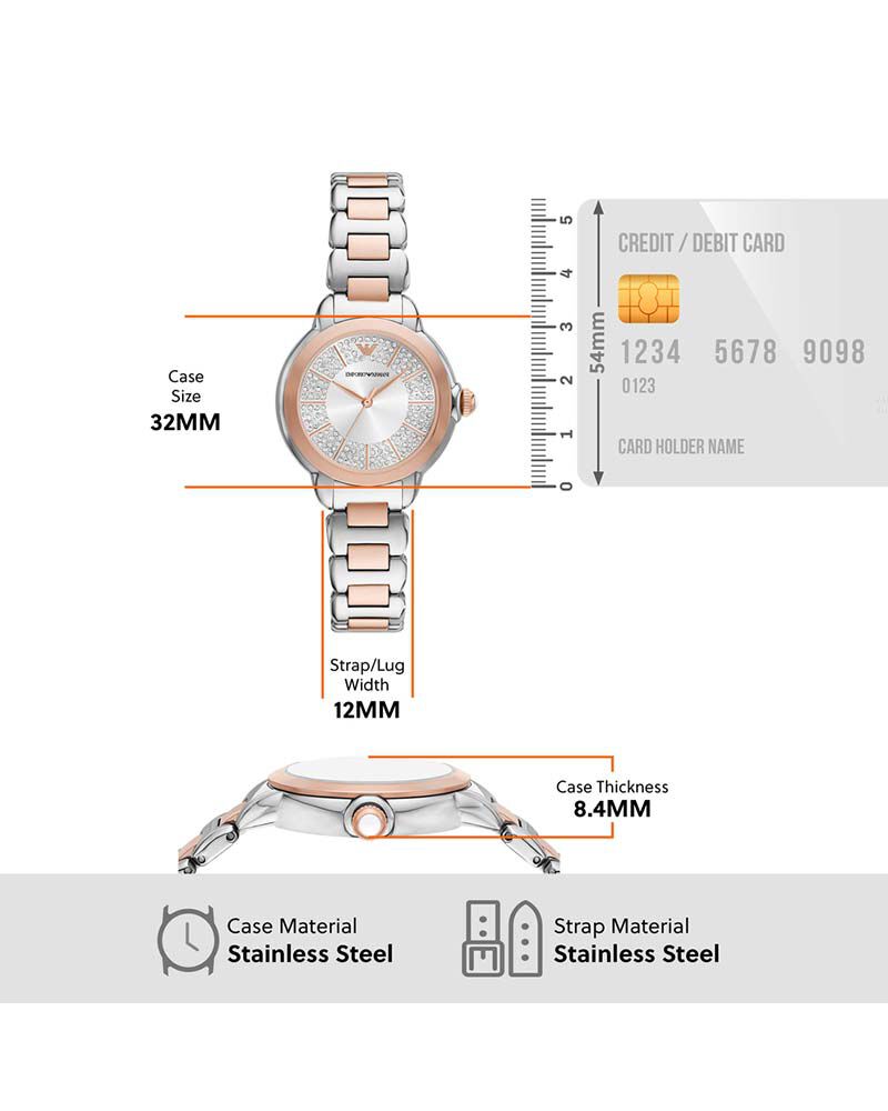 Emporio Armani Women  Silver Analog Quartz watch SKU ID AR11643 Helios The Watch Store