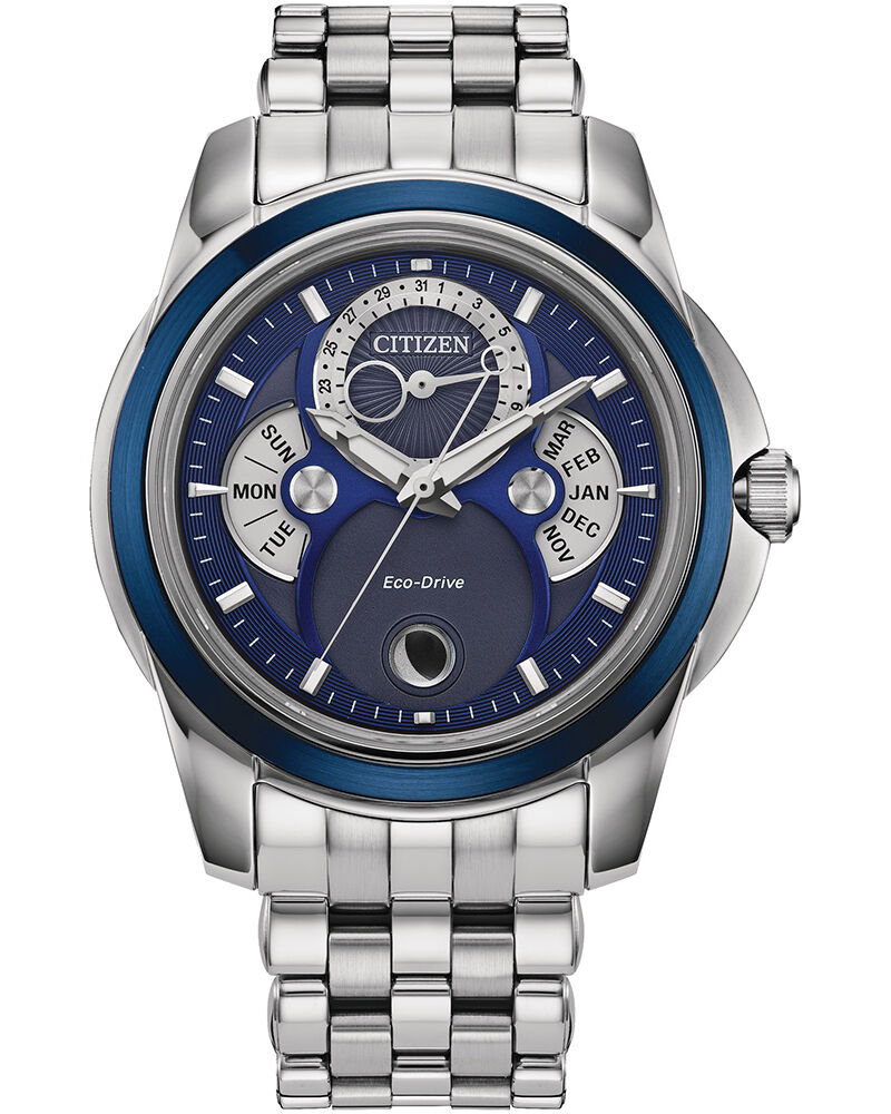 Buy Citizen Men Calendrier Round Blue Watch bu0088-51h at Helios
