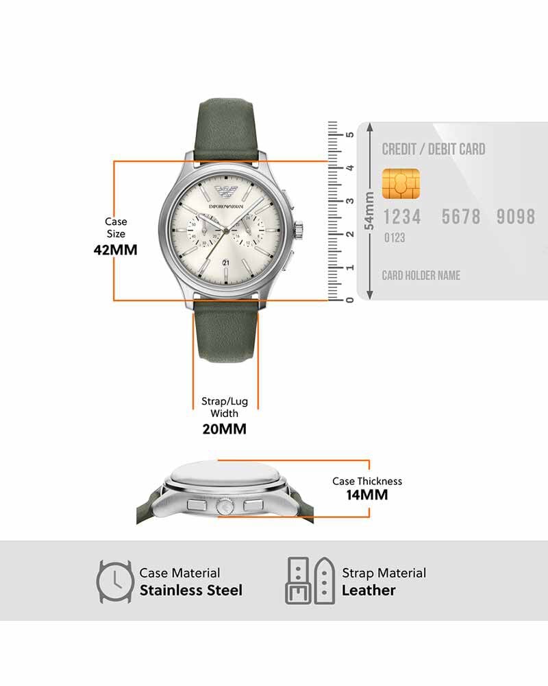Emporio Armani Men  Ivory Chronograph Quartz watch SKU ID AR11801 Helios The Watch Store