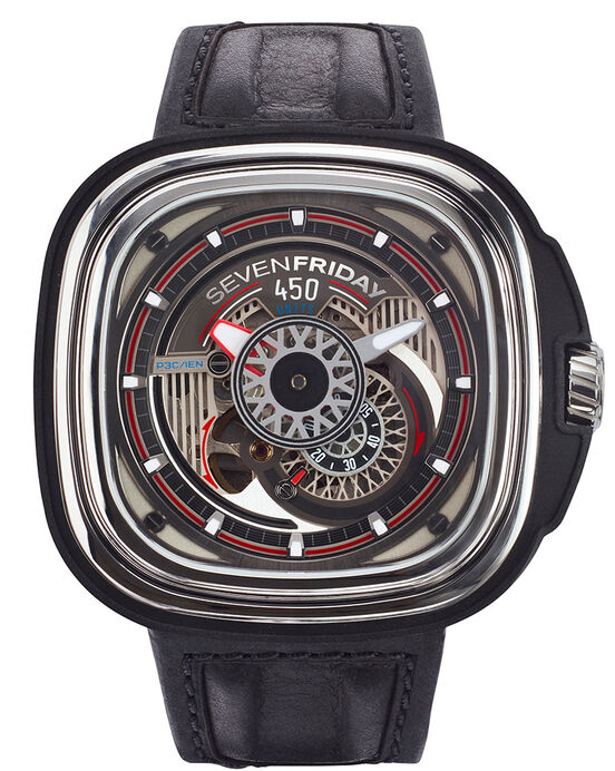 SevenFriday Unisex P SERIES Black Grey Red Analog Automatic watch SKU ID P3C/01 Helios The Watch Store