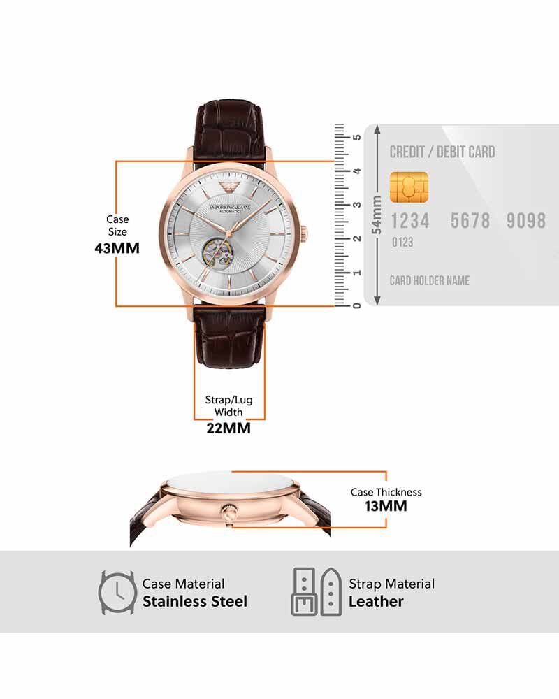 Emporio Armani Men  Silver Analog Automatic watch SKU ID AR60098 Helios The Watch Store