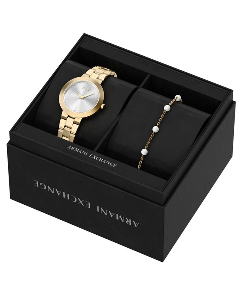 Armani Exchange Women Jackie Silver Analog Quartz watch SKU ID AX7185SET Helios The Watch Store