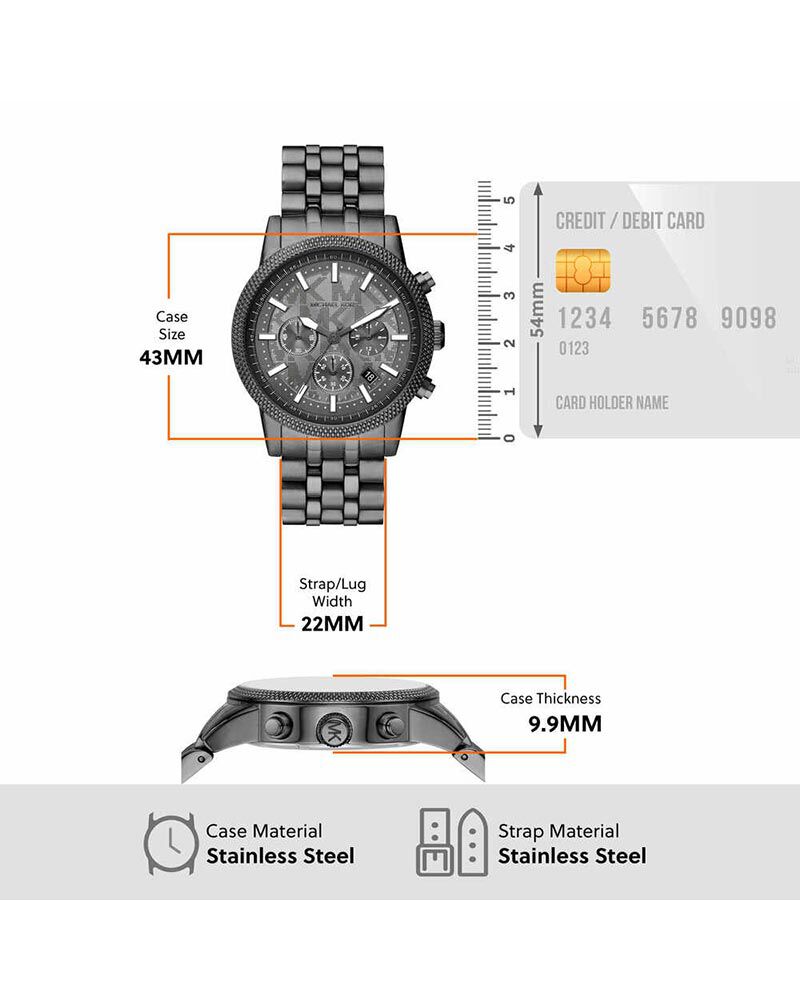 Michael Kors Men HUTTON Grey Analog Quartz watch SKU ID MKO1164 Helios The Watch Store
