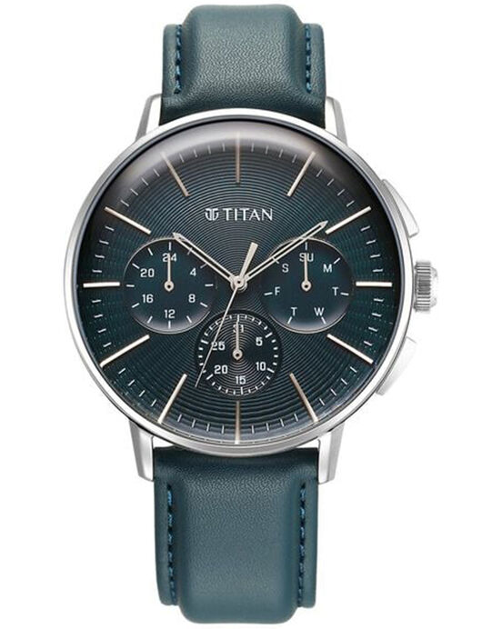 Titan Men LIGHT LEATHERS VII Silver Multifunction Quartz watch SKU ID 90200SL03 Helios The Watch Store
