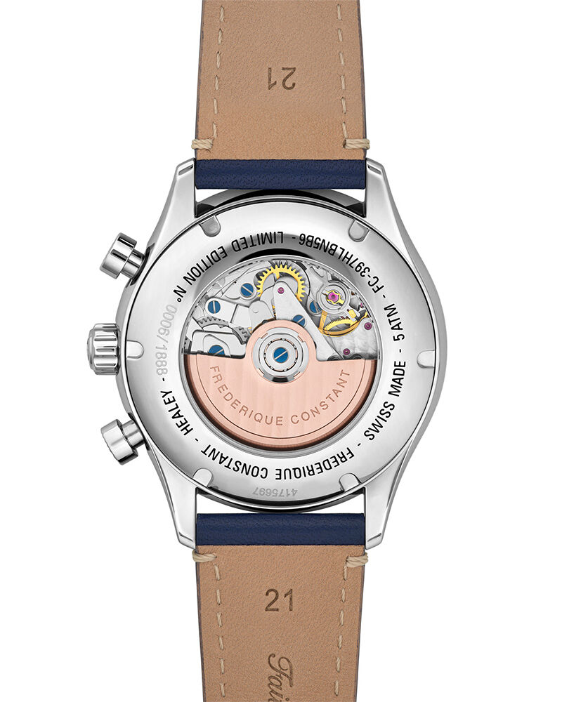 Frederique Constant Men Classics Vintage Rally Healey Chronograph Automatic Blue Analog Automatic watch SKU ID FC-397HLBN5B6 Helios The Watch Store