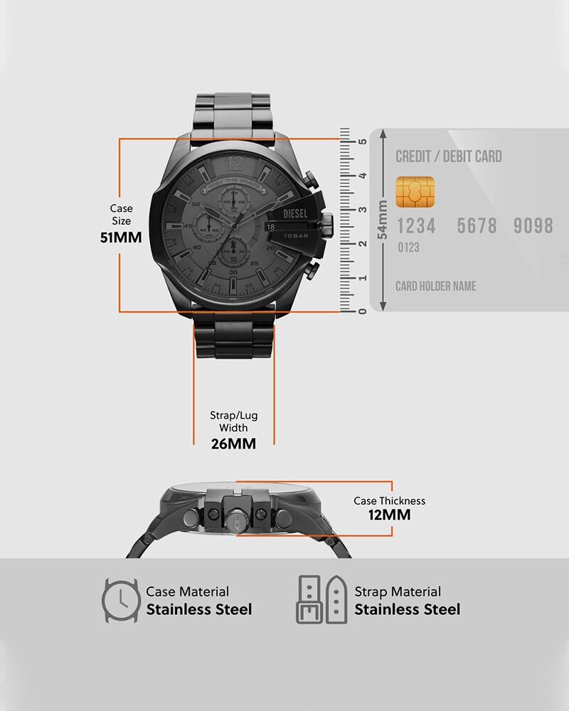 Diesel Men MEGA CHIEF Grey Analog Quartz watch SKU ID DZ4282 Helios The Watch Store