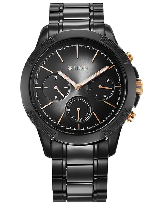 Titan Men QUARTET Black Analog Quartz watch SKU ID 90090KD03 Helios The Watch Store