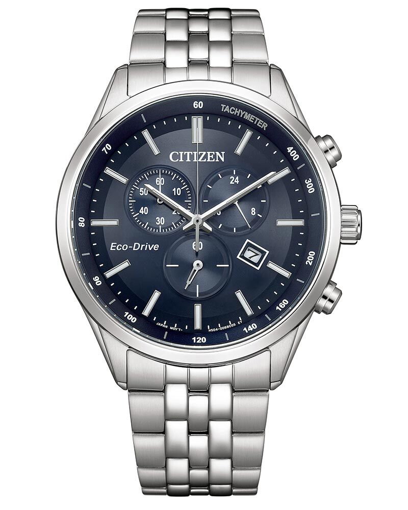 Citizen Men ECO-DRIVE Chronograph Blue Analog Ecodrive watch SKU ID AT2570-56L Helios The Watch Store