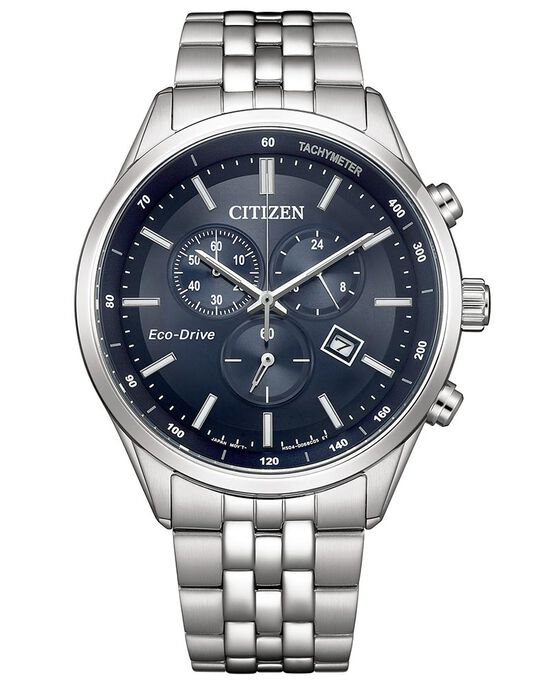 Citizen Men ECO-DRIVE Chronograph Blue Analog Ecodrive watch SKU ID AT2570-56L Helios The Watch Store