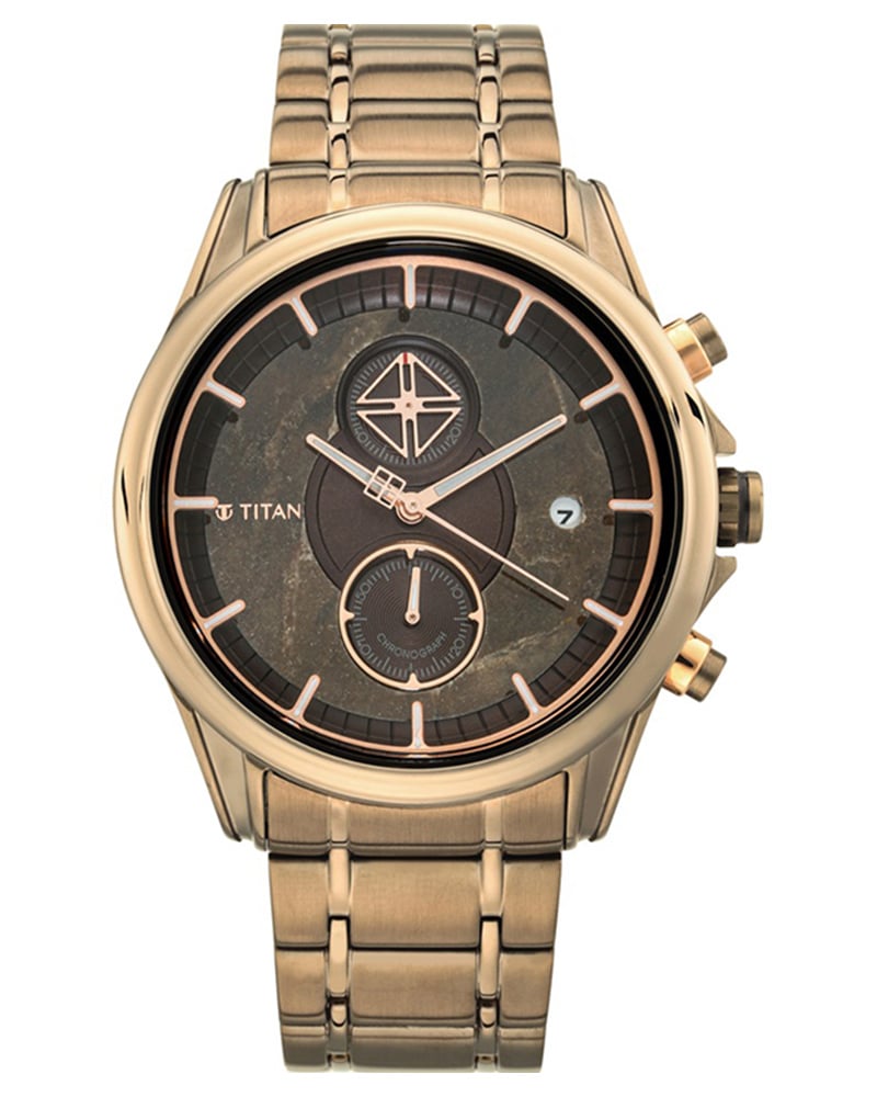 Titan Grandmaster Round Quartz Brown Dial Men Watch